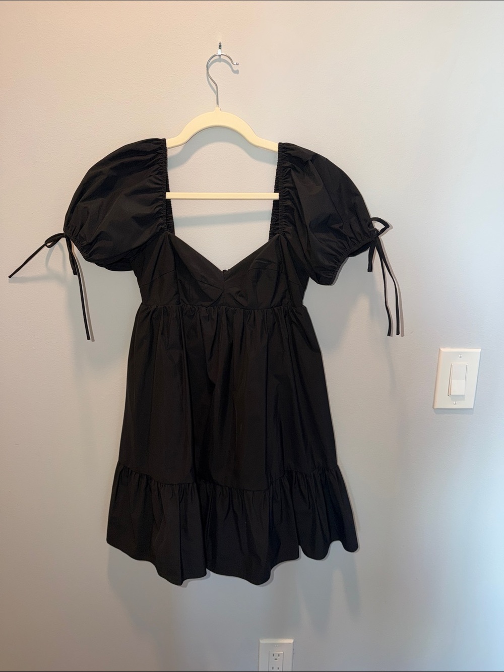 Amanda Uprichard Black Puff-Sleeve Mini Dress